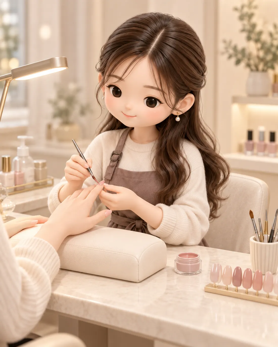 施術中のネイリスト